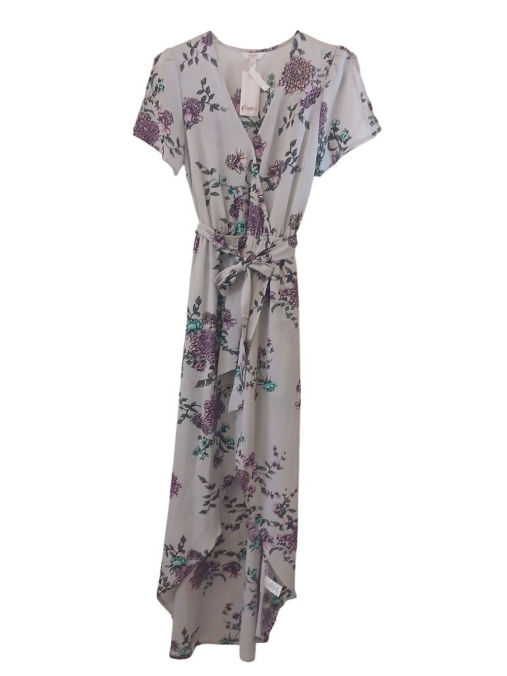Candies Floral Maxi Romper Dress Small Purple V-Neck Belted Flutter Sleeves #H34